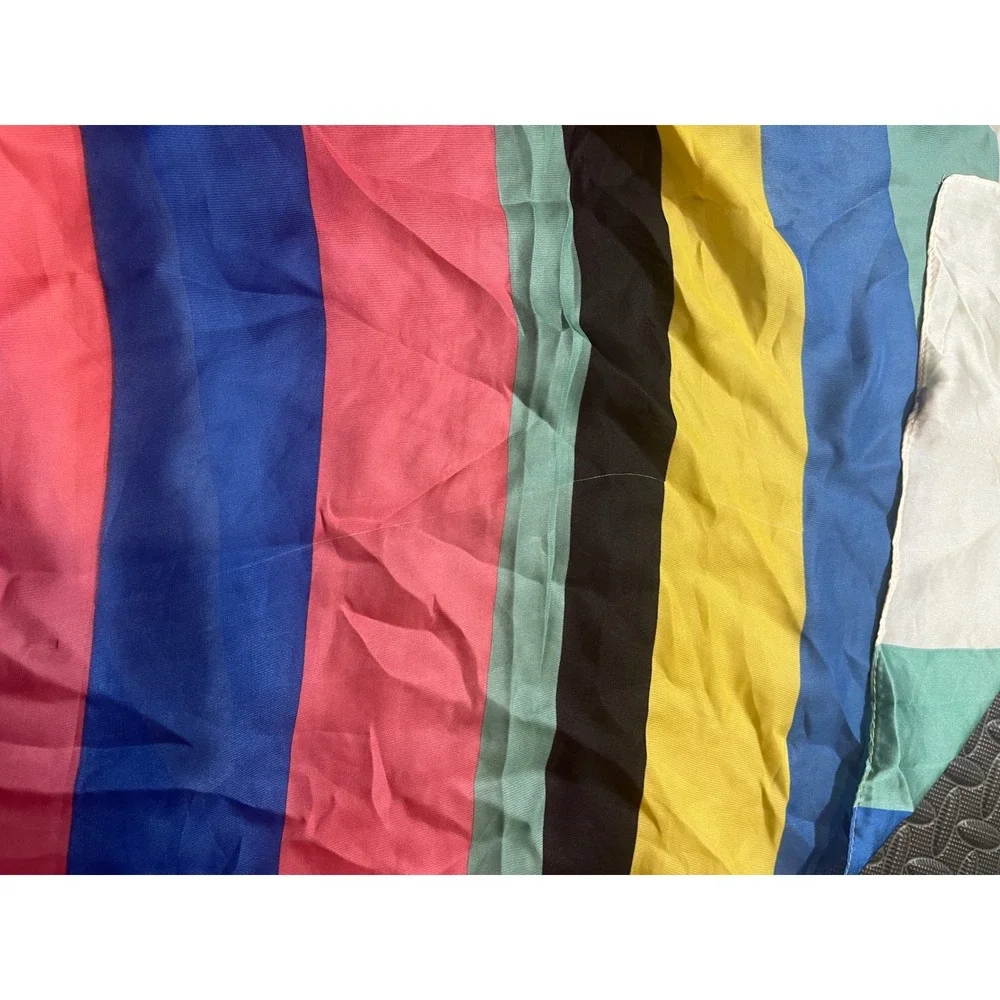 Chanel Silk Scarf Womens OS Multicolor Striped CC‎ Logo Square Made in Italy